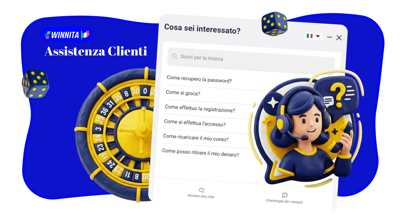 Il servizio di supporto sarà sempre di aiuto al Casinò Winnita